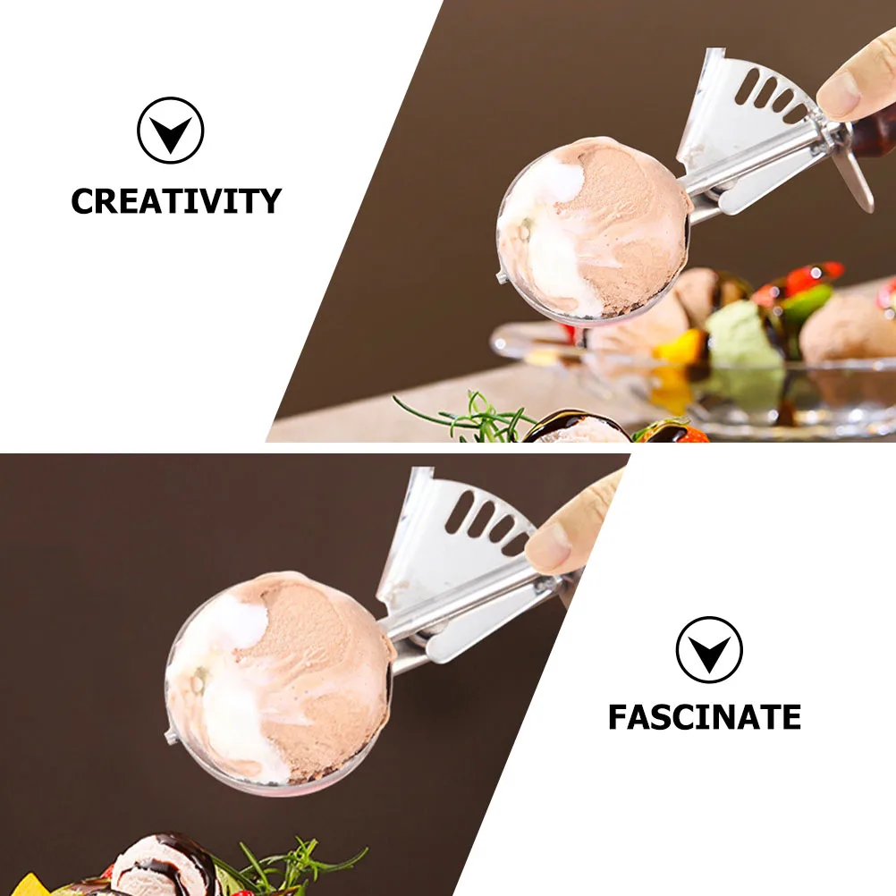 

Stainless Steel Ice Cream Scoop Wooden Ice Cream Baller Dessert Scoop Fruit Spoon Kitchen Gadget
