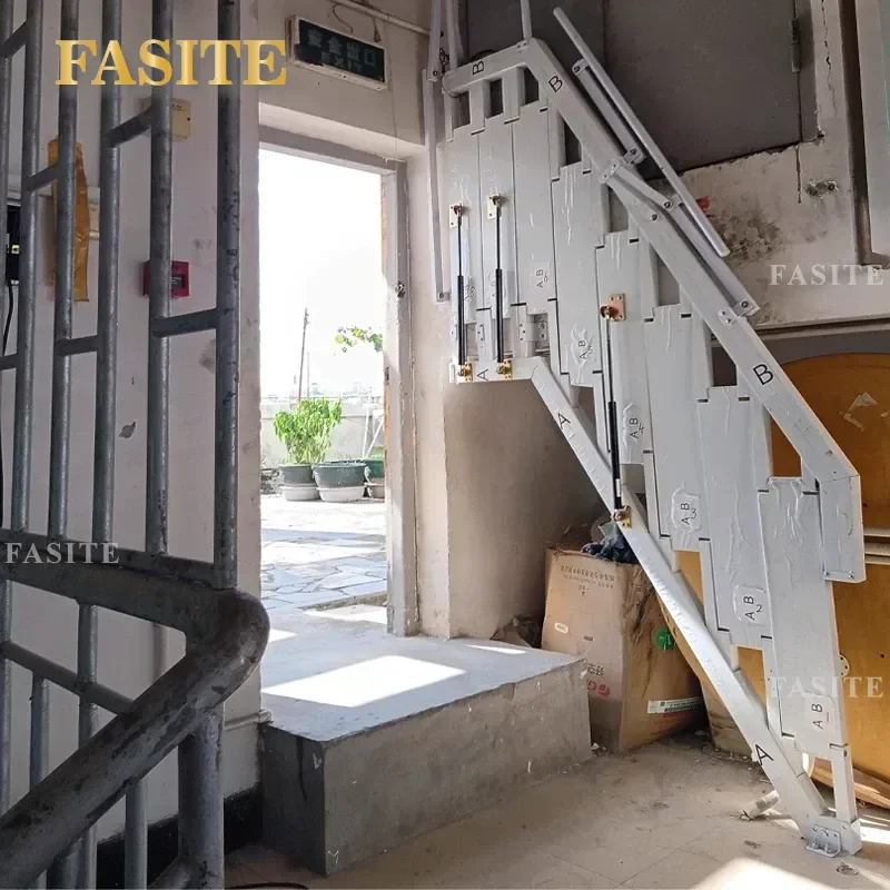 For Wall Mounted Folding Stairs Alloy Outdoor Ladder Home Custom Loft Steps Door to Door Installation Space Saving Durable