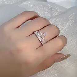 Hot Selling Fancy Crown Women Ring Best Anniversary Girl Gift Elegant Female Dance Party Trendy Jewelry Rings Wholesale