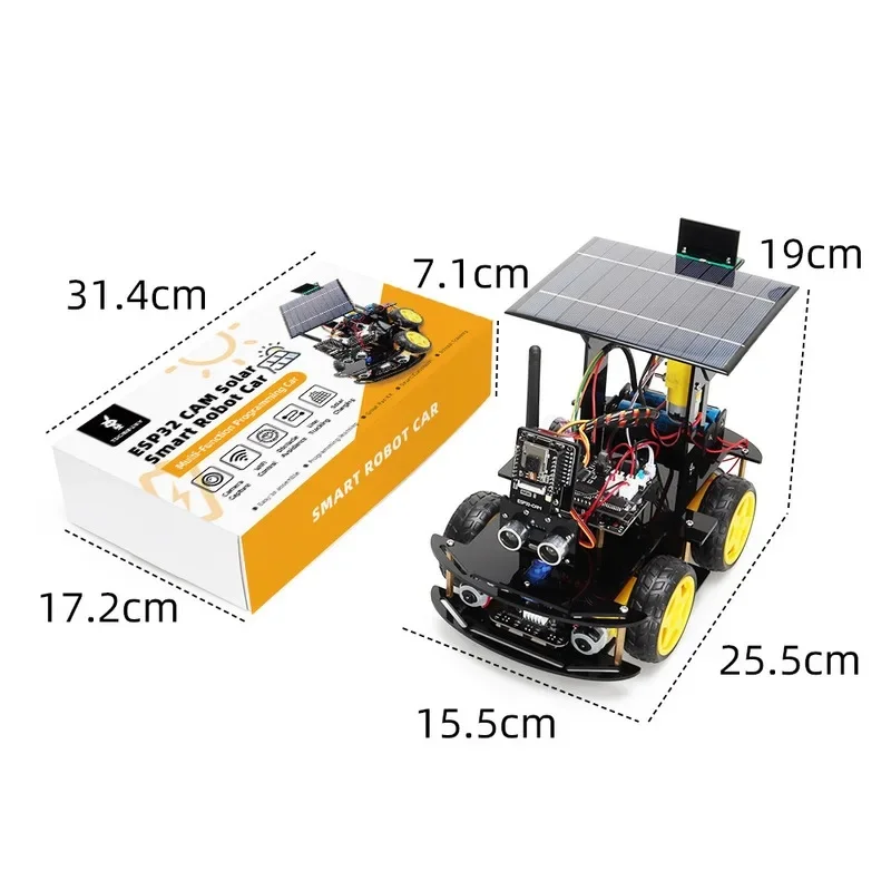 

Solar Powered ESP32 CAM Programmable Robot Car With Ultrasonic Sensor IoT WiFi Control For Coding Education Students