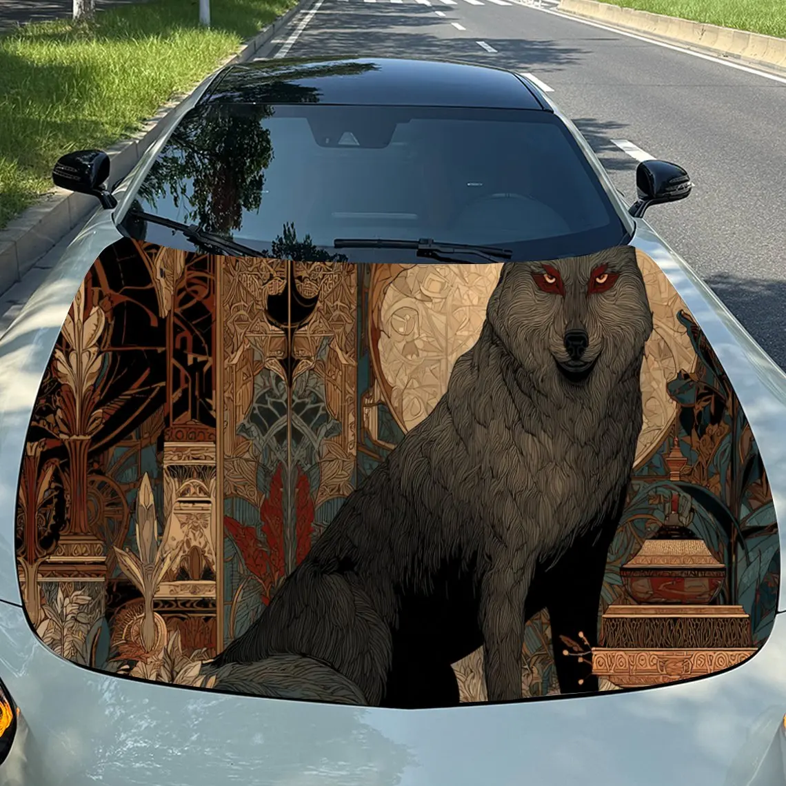 

Elegant Interior - Wolf Car Hood Stickers - Self-Adhesive, Waterproof and Durable Vinyl Wrap, Decorate And Protect Your Car, Fit