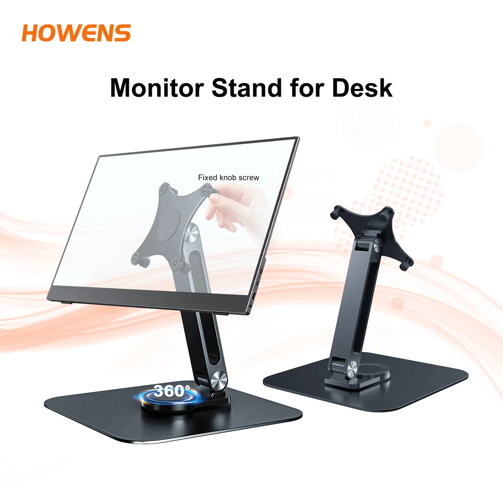 

Стабильная подставка для настольного компьютера из алюминиевого сплава с регулировкой на 360 градусов M4 VESA 75x75 мм с несъемными винтами, максимальная нагрузка 5 кг для Moni 7 ~ 15,6 дюйма