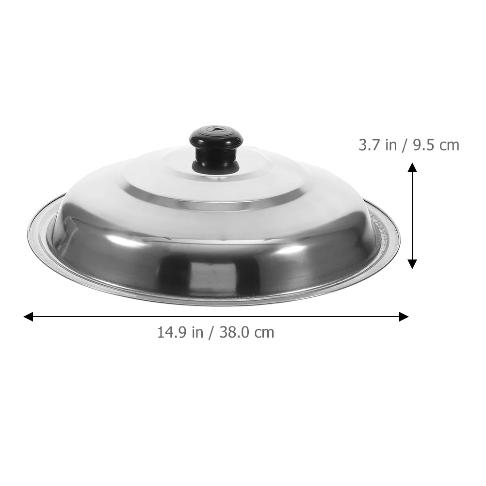 

Stainless Steel Wok Lid Frying Pot Grill Round Dome Pan Lids Replacement Easy to Use