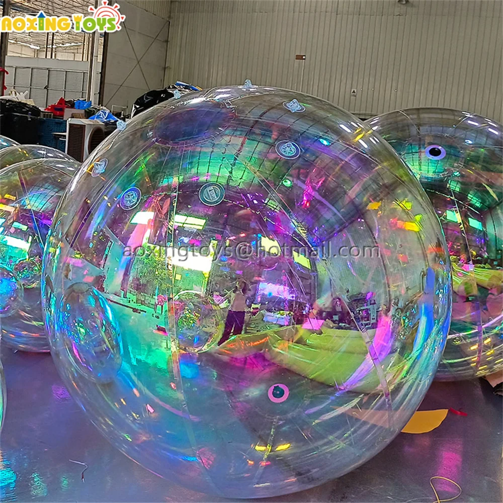 Commercial Advertisement Decoration Rainbow Inflatable Mirror Ball Hanging Balloon For Wedding Stage Show Party Bar Restaurant