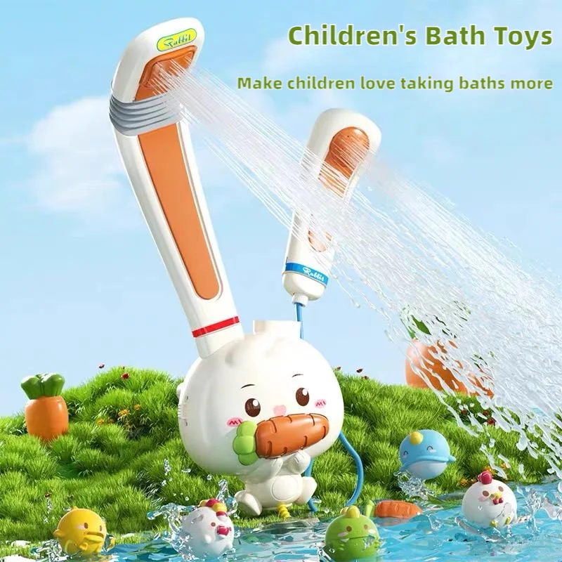 Children's Rabbit Shower Bath Toys Baby Removable Electric Water Spray Toy Waterproof with Shower Heads Bathroom Toys