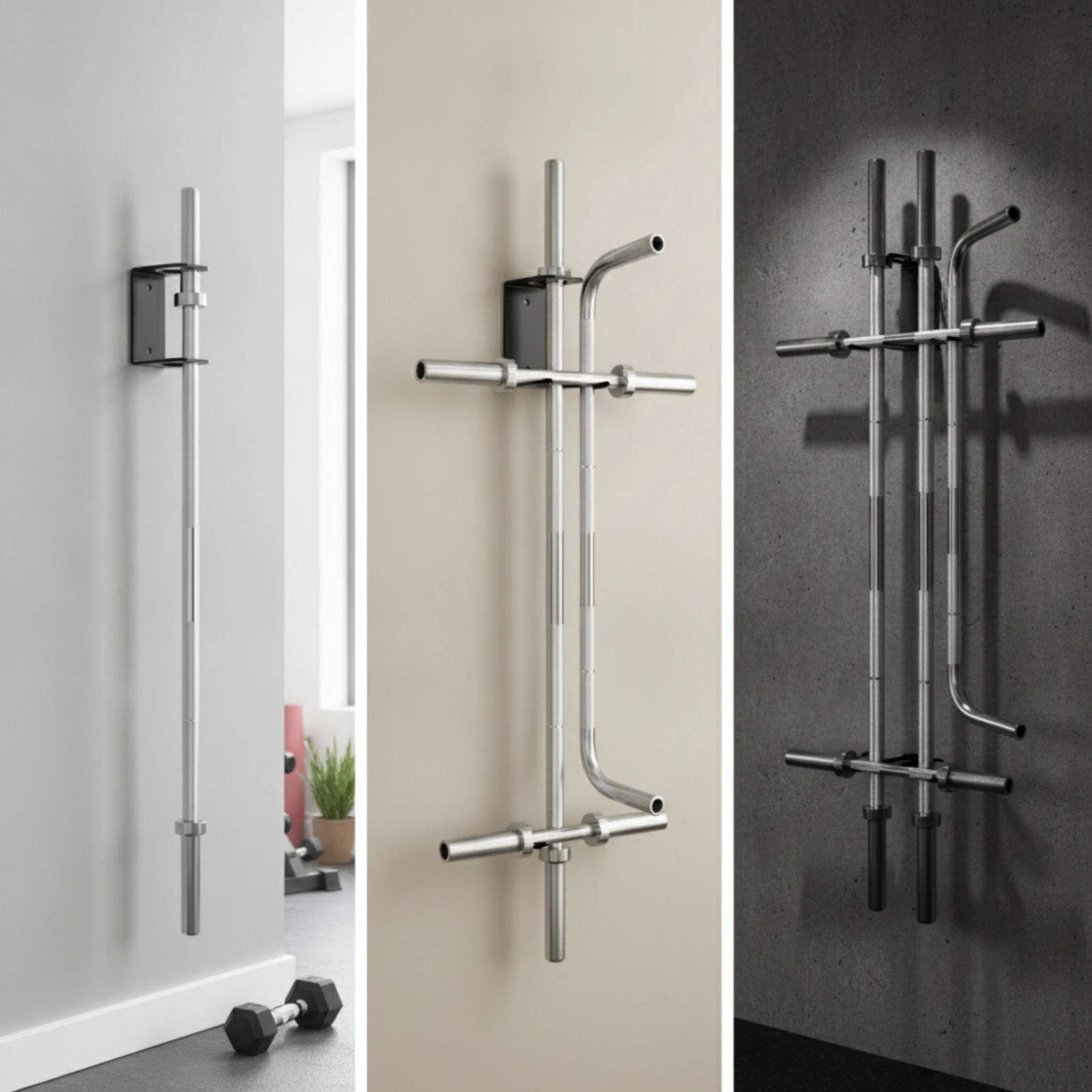 Bar Storage Bracket Space-Saving Bar Holder Wall Hanger Slimline Rack Easy Installation for Home Gym view 6
