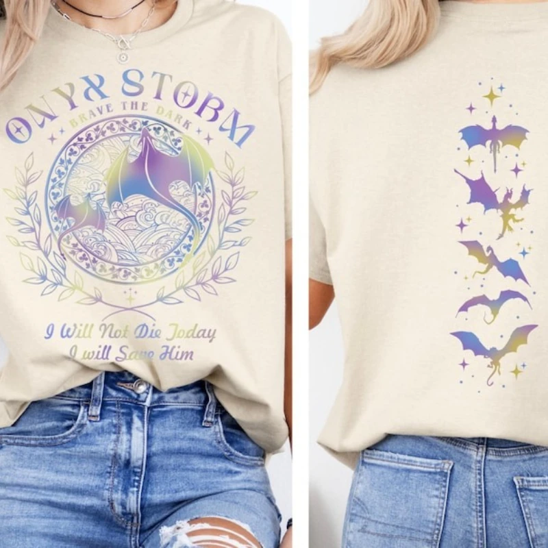 Onyx Strom Fourth Wing Cotton T-shirt Basgiath War College Dragon Rider Violet Sorrengail Xaden Riorson Riders Quadrant Fantasy