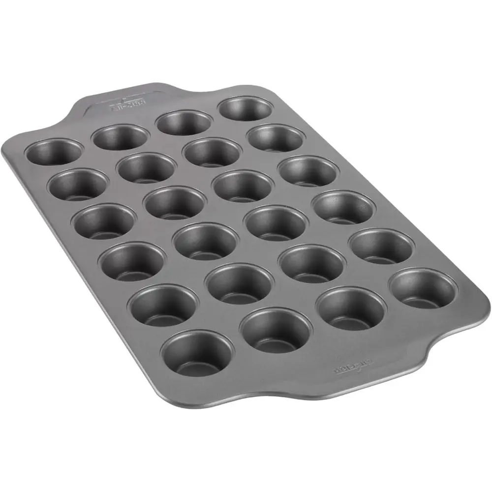 

24 Cups Mini Cupcake Pans or Bite-Size Muffins, Scones, & Egg Bites, Durable Ceramic-Reinforced Nonstick Coating Tray, Grey