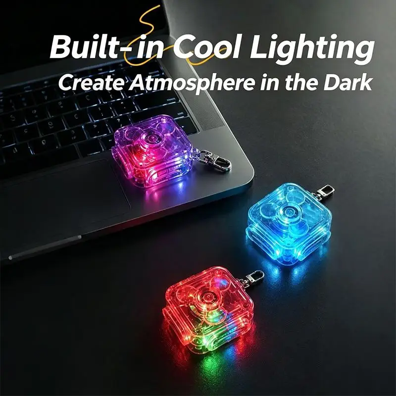 Transparent Square Decompression Rotating Keychain Sensory Toy Compact And Portable Suitable For Adult Office Study And Travel