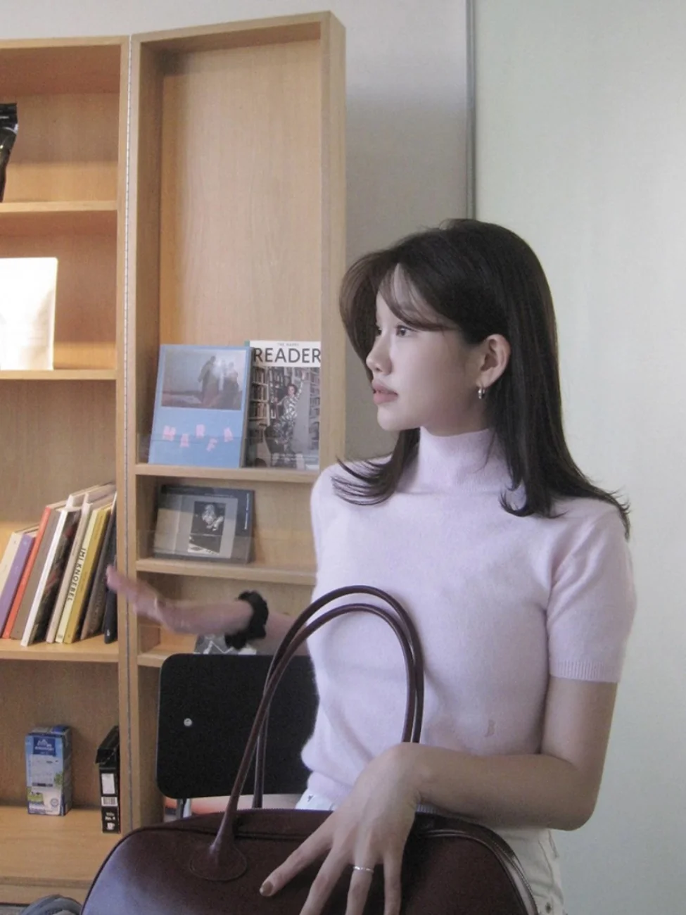 

Smoid Eight Milk 25 Winter High Collar Fine Spun Wool Pink Color Overhead ort Sve Knitted irt Women's Faion