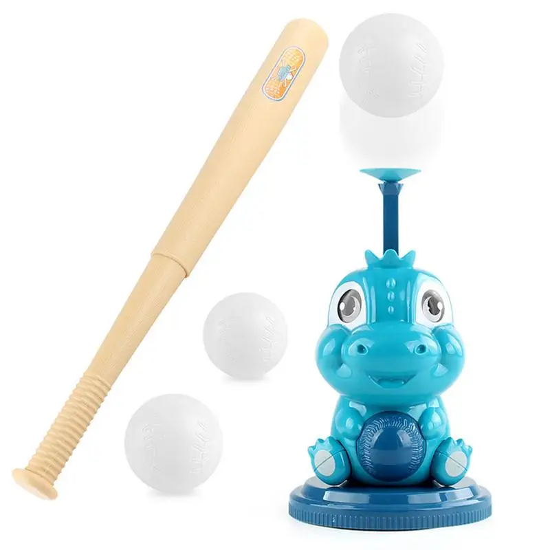 

Baseball Pitcher Machine Blue Cartoon Dinosaur Shaped Baseball Popper Fun Indoor Outdoor Portable Baseball Machine To Improve