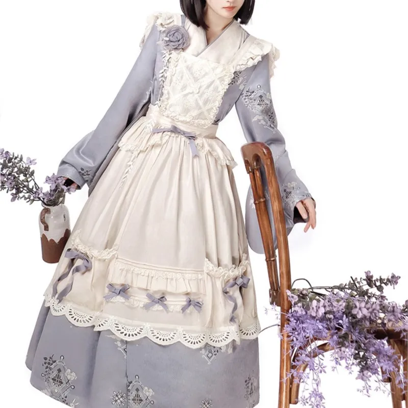 Daily Sweet Maid Chinese Style Elegant Long Sleeve Dress