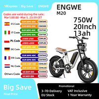 ENGWE M20 E-bike 750W Brushless Motor 48V26AH Dual Battery Snow Electric Bicycle 20*4.0 Inch Fat Tire Mountain Electric Bike