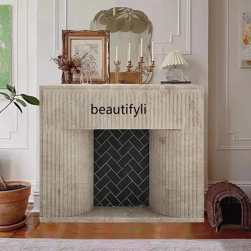 

A48 Marble Fireplace French Classical Travertine Fireplace Living Room Stone Fireplace Decorative Cabinet