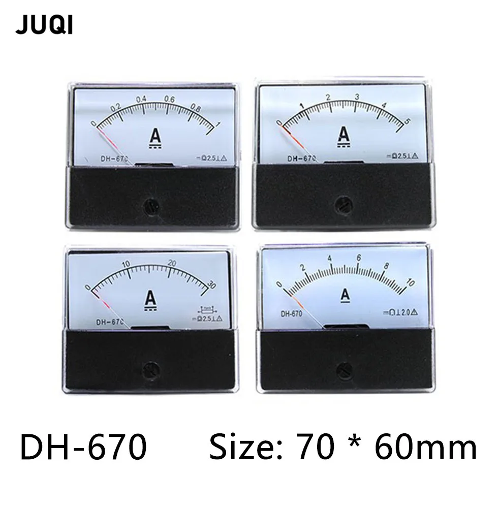 DH-670 pointer type DC ammeter DC 1A 2A 5A 10A 20A 30A 50A 100A 200A 300A 500A Rectangular Ampere Needle Panel Meter