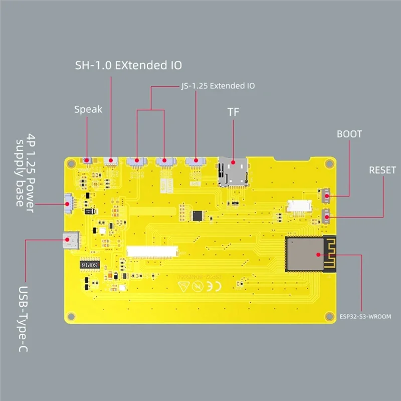 

ESP32-S3 5-Inch IPS 800X480 RGB LCD TFT Display Module HMI 8M PSRAM 16M Flash WIFI BT Smart Display MCU (With Touch)