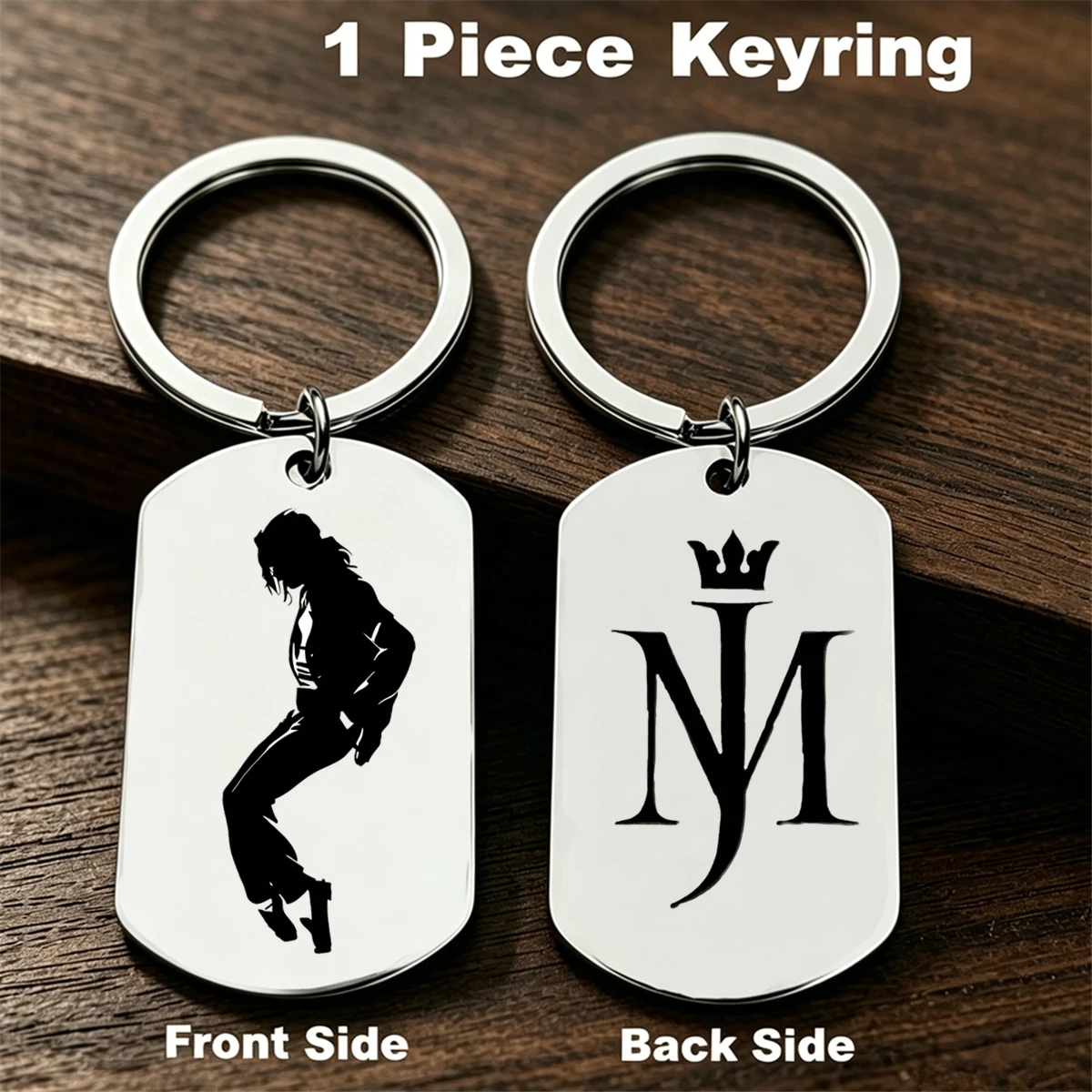 1pc Unique MJ Music Keyring Laser Engraved Moonwalk Fan Keychain for Music Lovers King of Pop Fans Key Ring Pendent Gifts