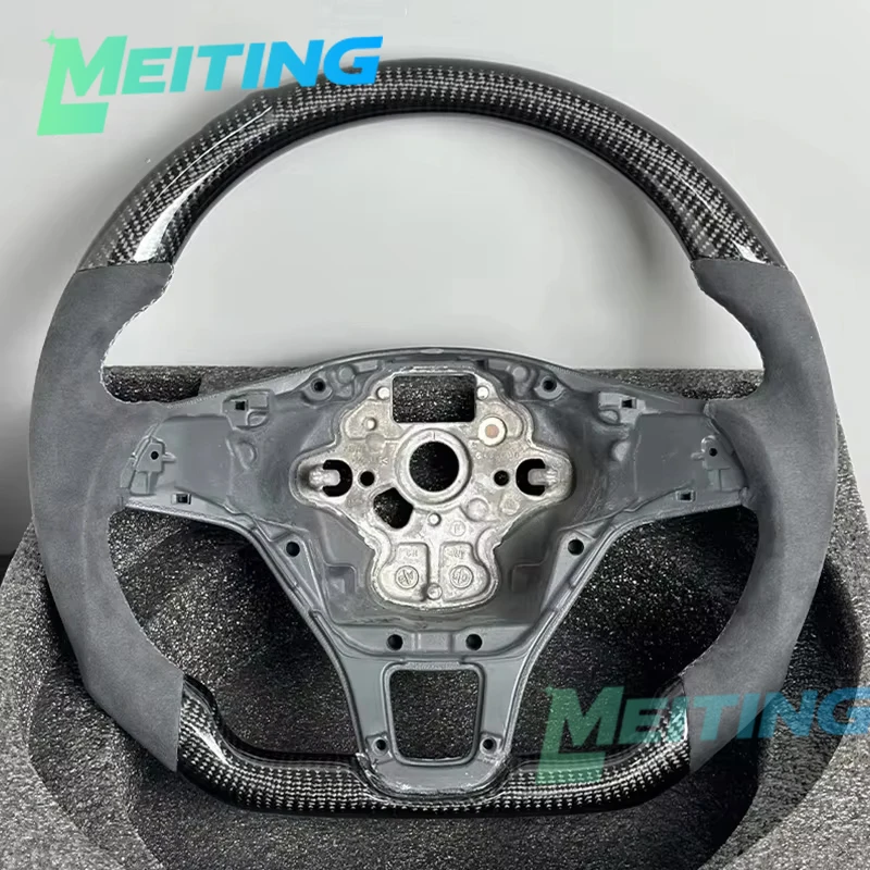 Suitable for Volkswagen Golf 7 MK7 100% genuine leather carbon fiber steering wheel, does not support paddle shift function