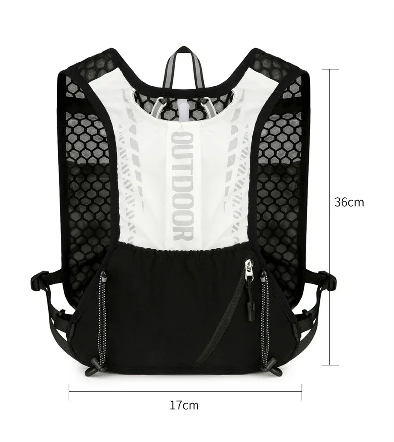 Reflektierende Laufweste mit Trinkflaschenhalterung, Fahrradrucksack für Outdoor-Sportarten wie Klettern, Wandern, MTB und Rennrad – Verstellbare Westentasche – Detail 2