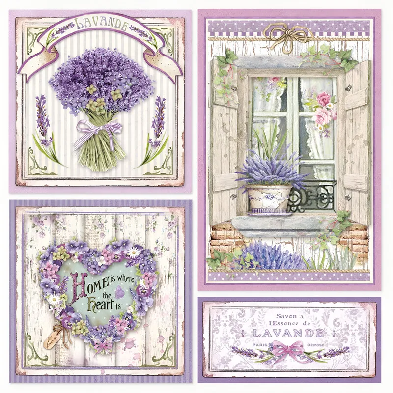 9Pcs/Pack Vintage Provence Lavender Sticker DIY Craft Scrapbooking Album Junk Journal Decorative Stickers