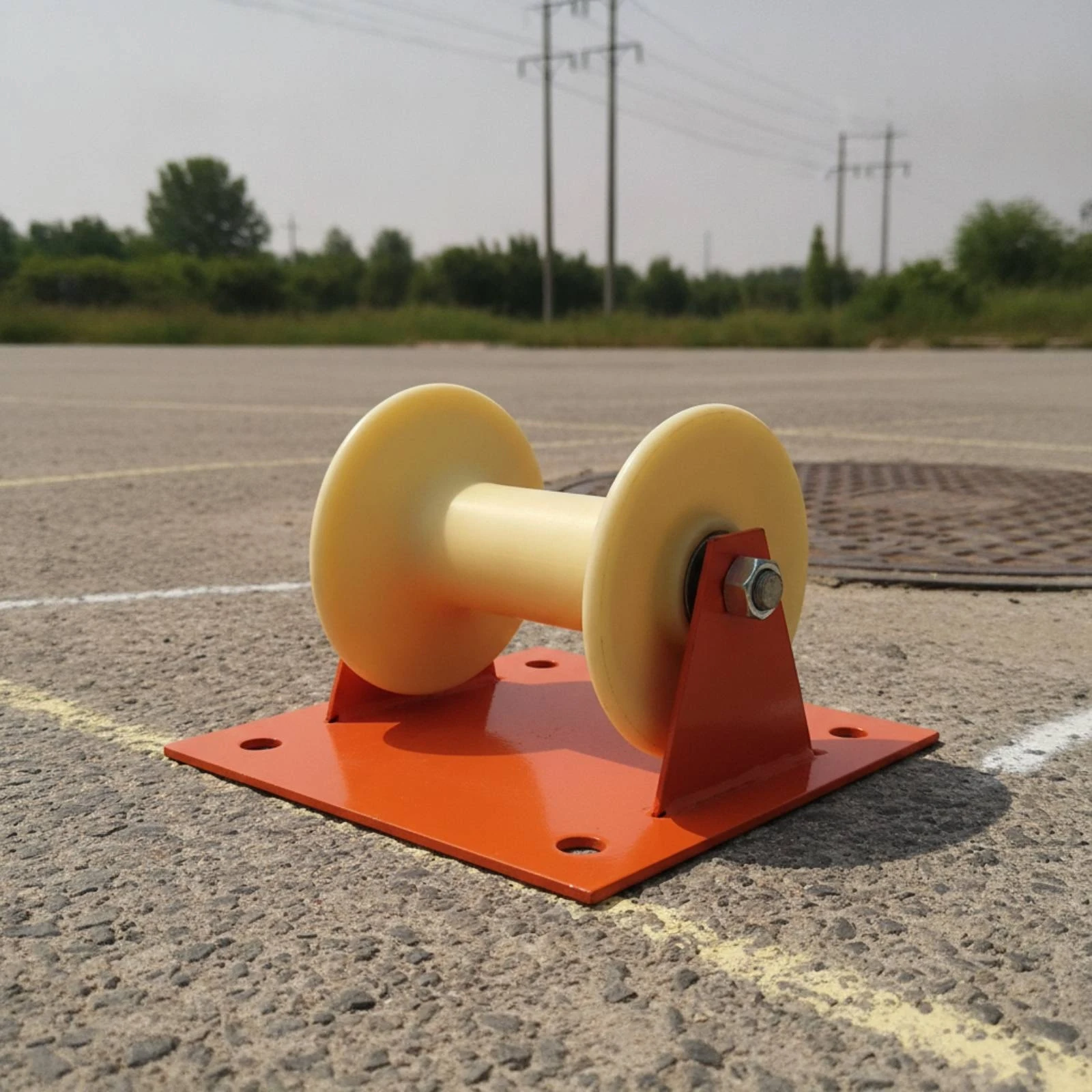 Flat Cable Pulley Stable Ground Cable Roller Low-Height Easy to Install for Utility Workers, Construction Sites