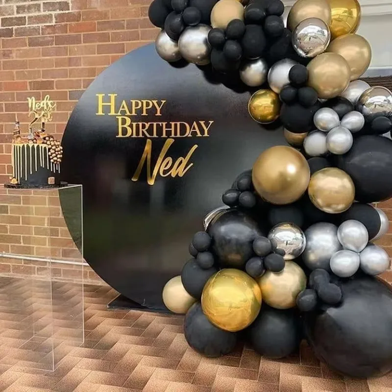 

Balloons Arch Set Black Silver And Gold Balloon Garland Wedding Baby Baptism Shower Birthday Theme Party Balloon Decoration