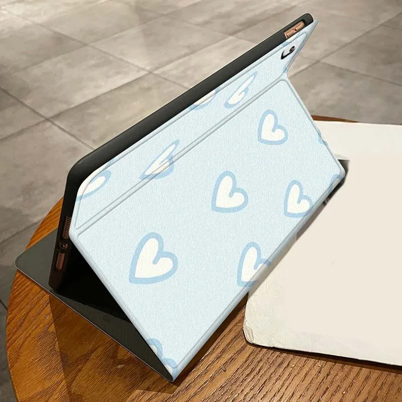 Blue flower heart For iPad Pro Air Mini 1 2 3 4 5 6 7 7th 8th 9th 10th 11th 10.2 9.7 10.5 10.9 11 12.9 Tablet Case