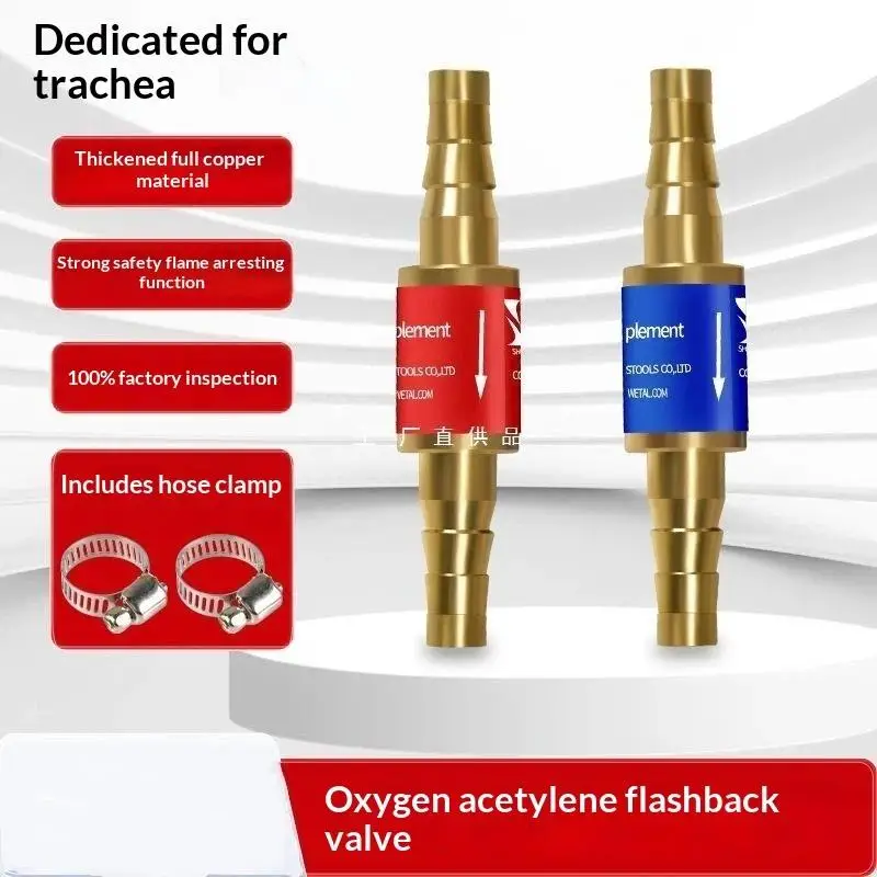 6mm/8mm/10mm Pipe Flashback Arrestors Acetylene Oxygen Propane Fuel Check Safety Valve Tube Flashback Arrester With Pipe Clamps