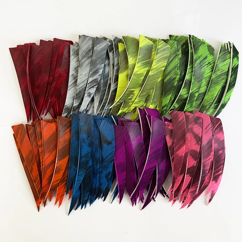 IBOUNFOX Camo Farben Bogenschießen Pfeil Federn Befiederung 4 "50 Pack Schild Cut Rechten Flügel Türkei Jagd Fletches – Detail 2