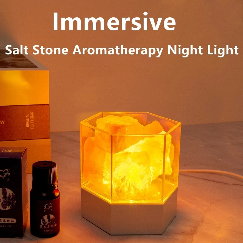 LED Natural Himalayan Crystal Salt Lamp Rock Salt Night Lamp Table Lava Lamp USB Plug Meditation Home Bedroom Decoration Warm Li