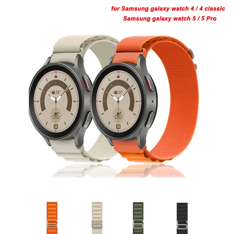 Correa de nailon Alpine Loop para Samsung Galaxy Watch 5, 40mm, 44mm, Watch 5 Pro, 45mm, Correa clásica sin huecos