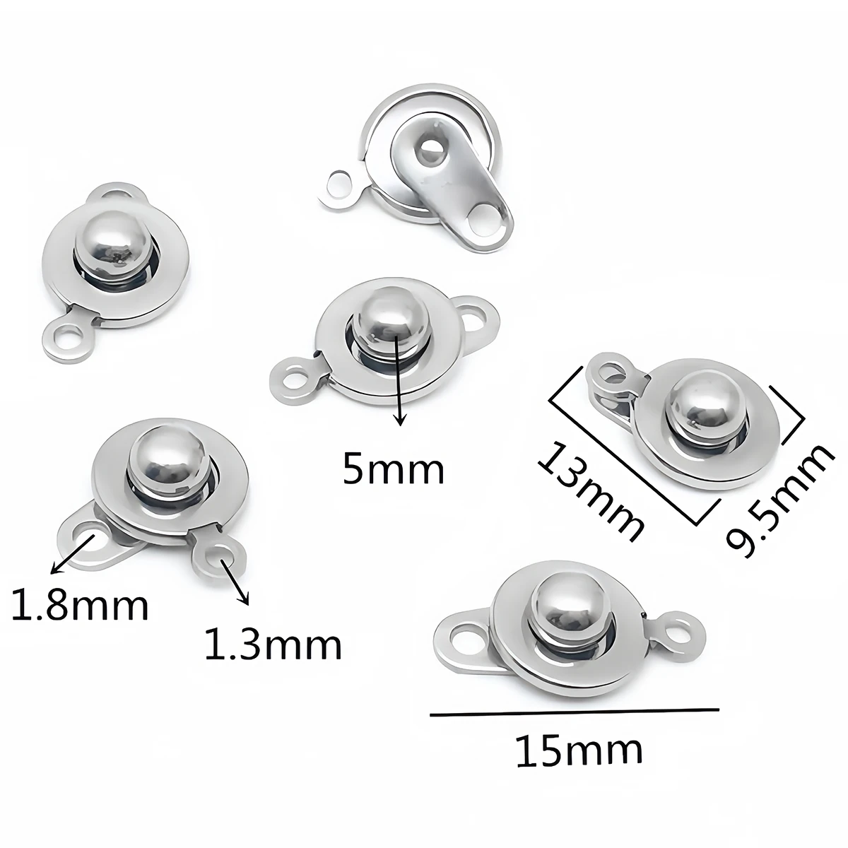 3/10 Stück Edelstahl-Druckknopfverschlüsse, drehbarer Kugelgelenkverschluss für DIY-Halsketten-, Armband- und Schmuckherstellung – Detail 3