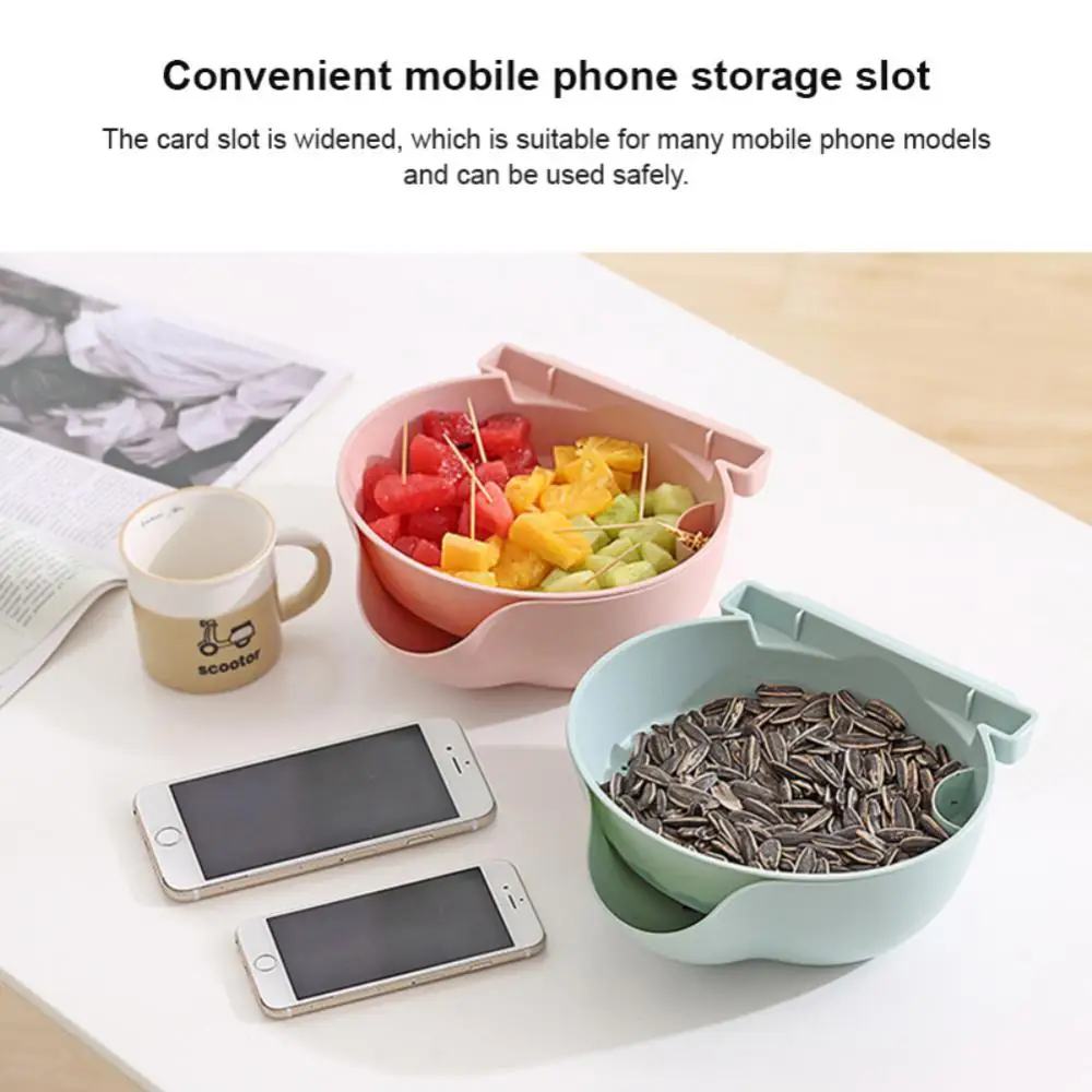 Melon Seed Plate Double Layer With Storage Rack /green/white 22.5x20.5x9cm Household Tools Storage Box Lazy Fruit Basket