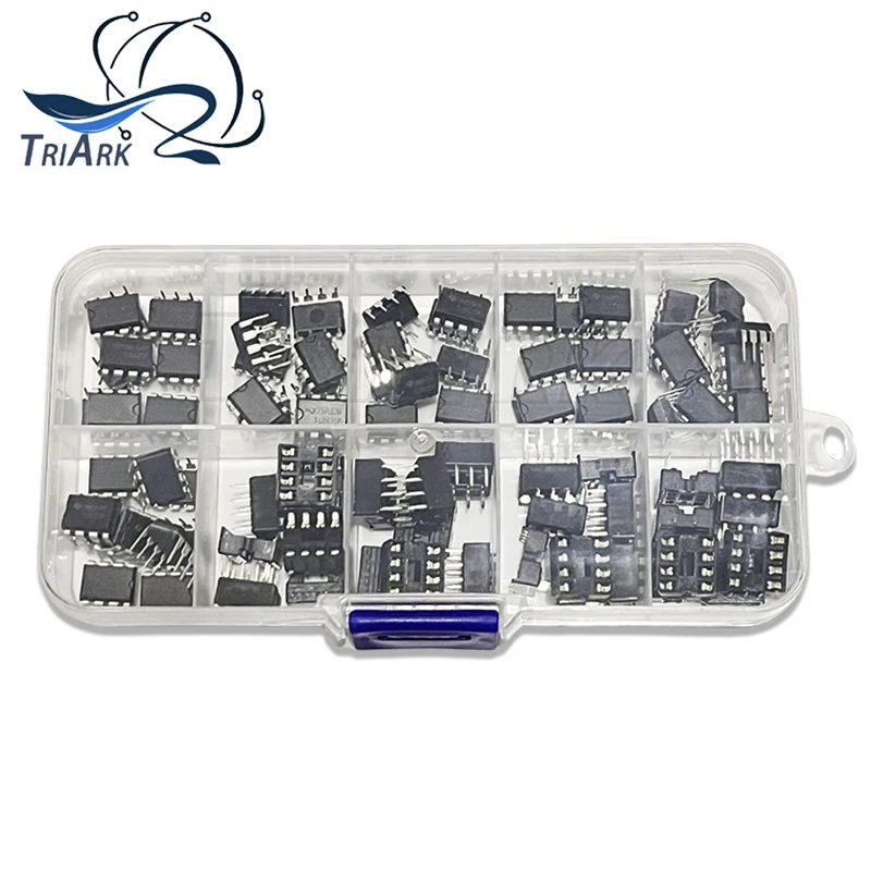 60sets of electronic component combination BOX TL072CP TL072 DIP-8 TL072C TL062CP TL082CP TL061CP TL071CP TL081CP Free IC socket