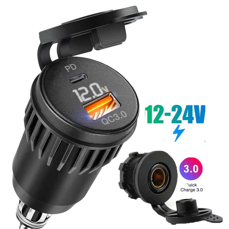 

Universal Motorcycle DIN Socket PD USB Car Charger Adapter New Outlet for BMW Hella Motorcycle Charger