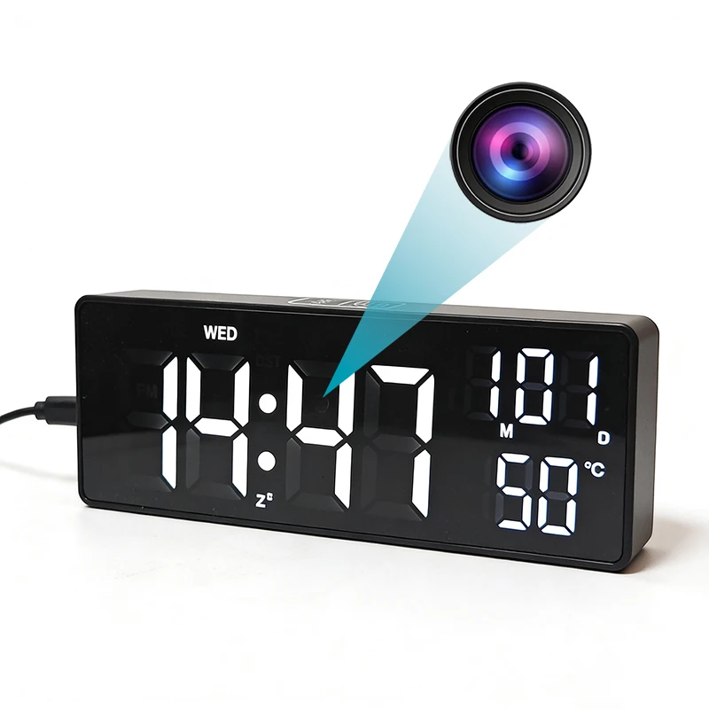 Bezprzewodowa Mini Kamera Zegarowa WiFi 1080P z Detekcją Ruchu, Wewnętrzna Kamera Bezpieczeństwa do Domu, Biura, DVR, P2P, Kamera Alarmowa — 2