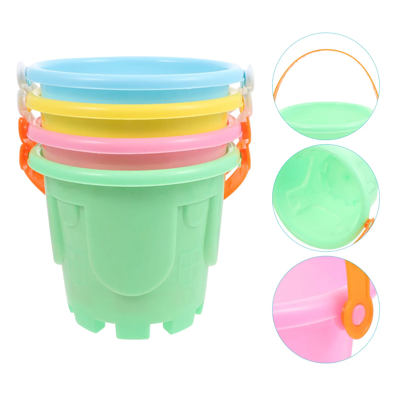 

4pcs Children Beach Sandbox Toys Plastic Castle Bucket Sand Toy Educational Beach Game Toys (Random Color)