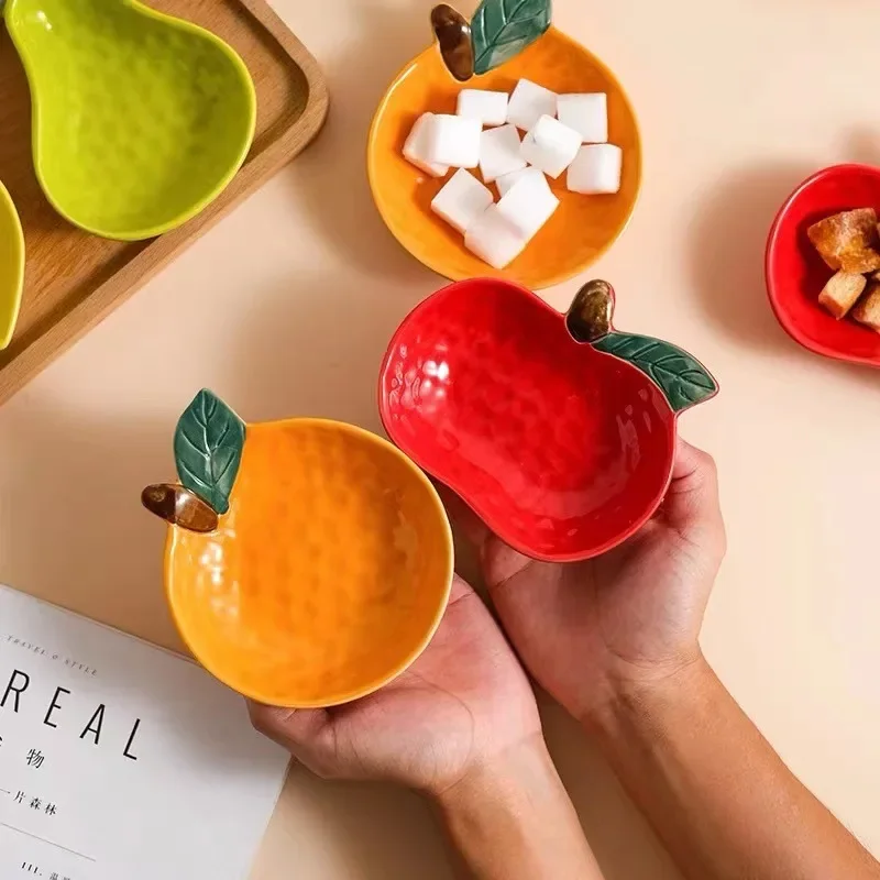 Cute fruit plate household underglaze small condiment dish ceramic soy sauce vinegar hot pot barbecue dipping snack plate