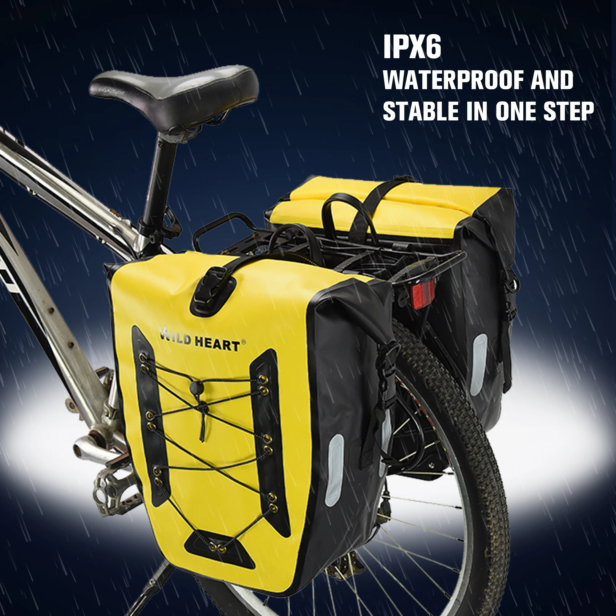 

WILD HEART 25L Large Capacity Bicycle Double Pannier Bag Rear Rack Tail Bag Waterproof for Long Distance Cycling