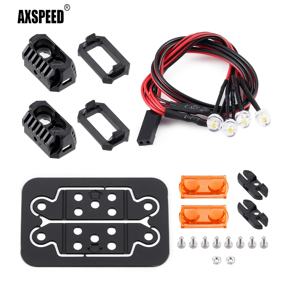 

AXSPEED RC Car Orange/Red/White LED Spotlight 12/18mm Square lamp For Axial SCX10 TRX4 1/10 Light DIY Parts