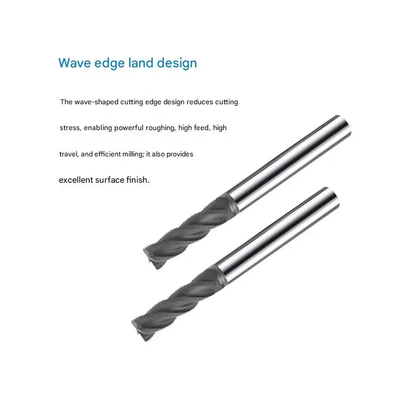 Tungsten Steel Rough Leather Milling Cutter Diamond Coated Rough Leather Cutter 4-blade Corrugated Open Rough Leaf Milling