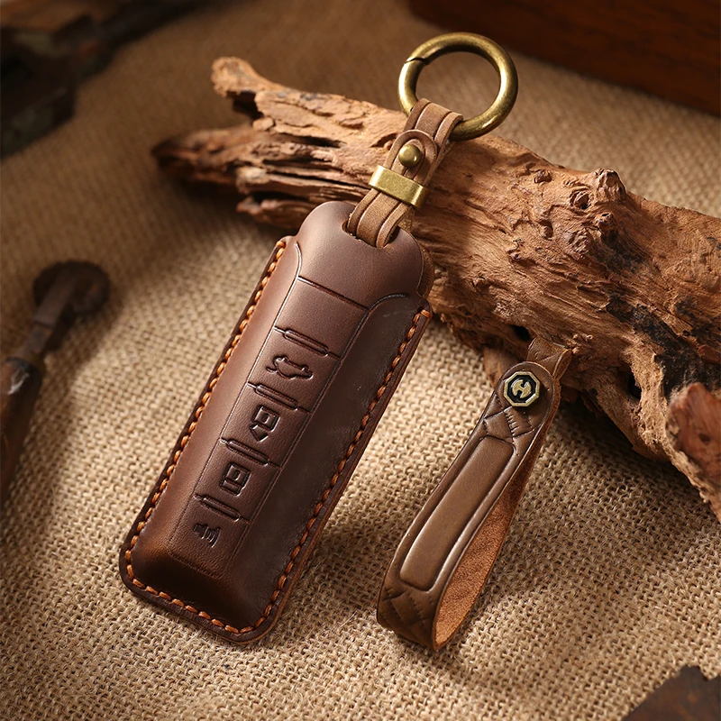 4 Buttons Leather Car Key Case Cover for Wey Coffee 01 Tank Tank300 Protector Shell Remote Keychain Keyless Interior Accessories