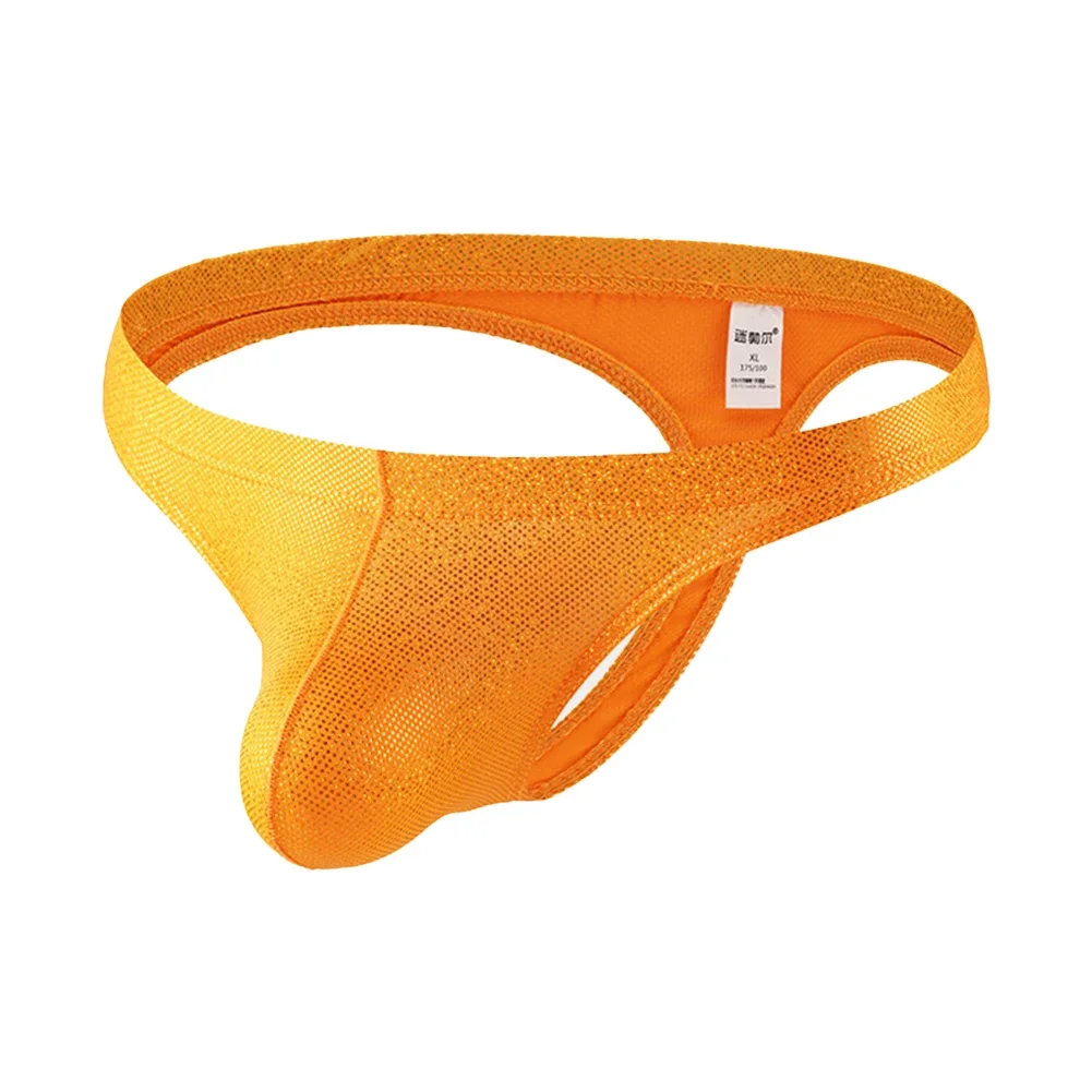 Men Shiny Rainbow Glitter Thong, Low‑waist Elastic Breathable 3D Pouch Slim‑fit Male Underwear