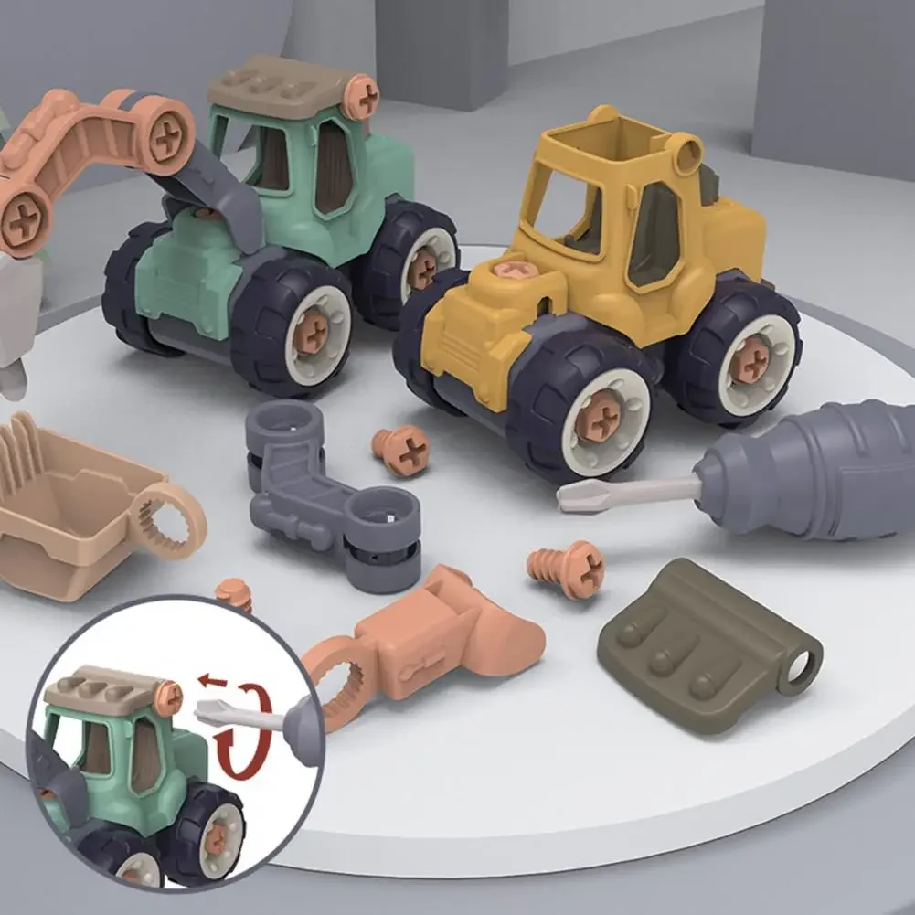 Camion dei minuti creativi Caricamento Scarico Camion fai da te in plastica ToyAssemblaggio Set di auto di ingegneria Giocattolo educativo per bambini per regali per ragazzi