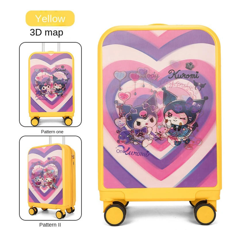 Hello 3D Children's Luggage Cute Cartoon Gradient Colour 20 Inch Cabin Kids Suitcase Girl Trolley Case