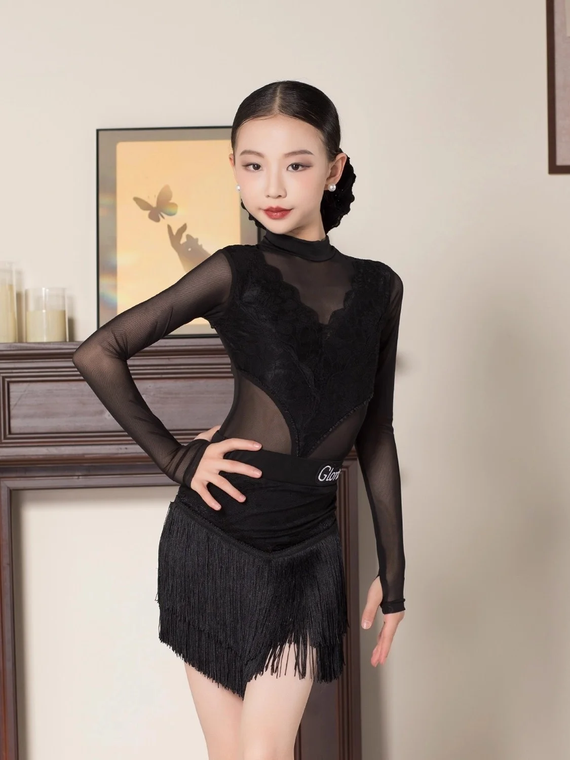 vetements-de-danse-latine-modernes-personnalises-pour-enfants-filles-haut-imprime-en-maille-a-manches-longues-jupe-a-franges-fendue-ensemble-deux-pieces-robe-sexy