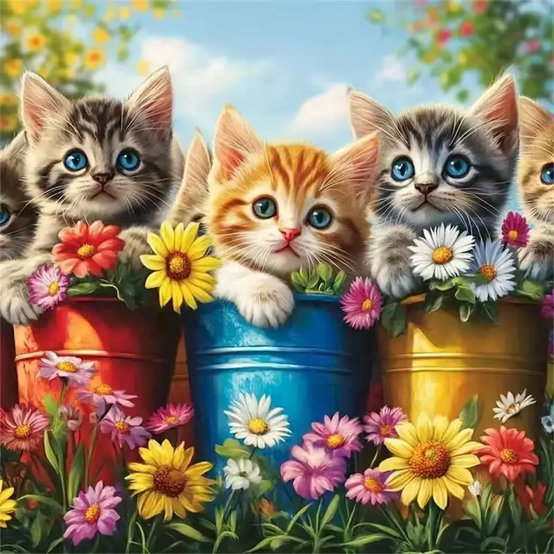 

RUOPOTY 5D DIY Diamond Painting Lovely Cat Animal Pictures Full Square Round Handmade Diamond Mosaic Gift Home Wall Decor