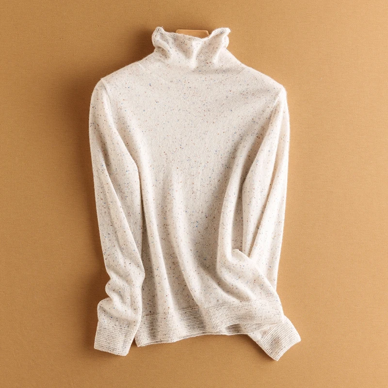 

Sweater Top For Women 100% Pure Cashmere Turtleneck Sweaters Long Sleeve Wool Loose New Knit Undershirt