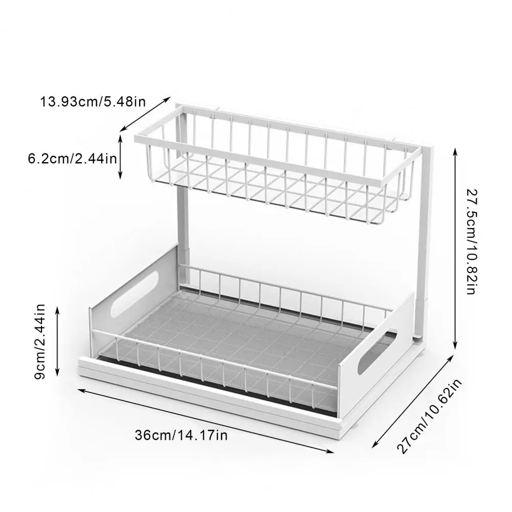 Cabinet Sink Rack Organizer Kitchen under Sink Storage Shelf under Sink Organizer with Two-tier for Kitchen for Seasoning