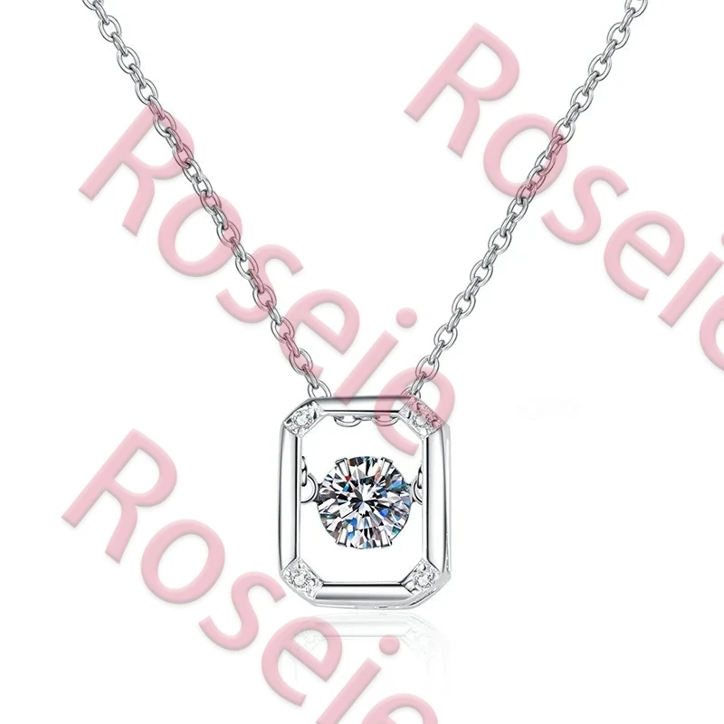 

Ожерелье Roseie 2026: Модное, роскошное, классическое, с муассанитом и бриллиантами, цвет D, прямоугольное, из серебра 925 пробы, для женщин, для вечеринок, подарок